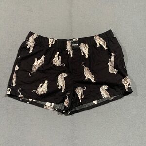 Joyspun‎ Womens Tiger Print Pajama Shorts Black Cotton Rayon Blend Size Large L